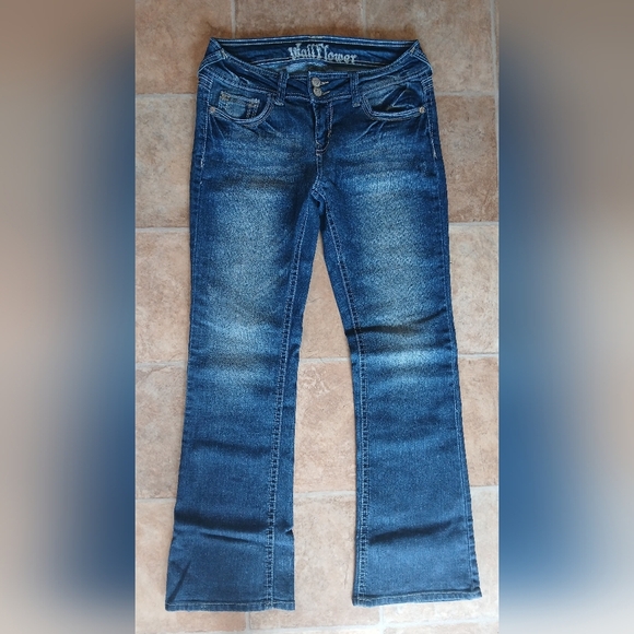 Wallflower Blue Boot Cut Jeans with Worn-In Look - Picture 1 of 2